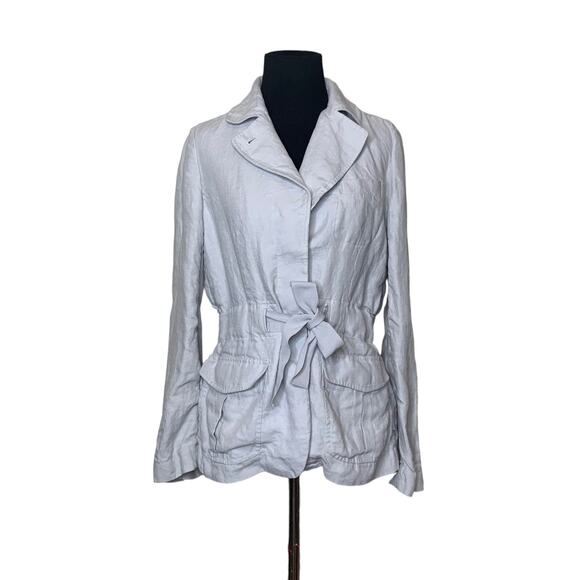 Talbots silver gray linen belted jacket size 4 - Picture 5 of 12